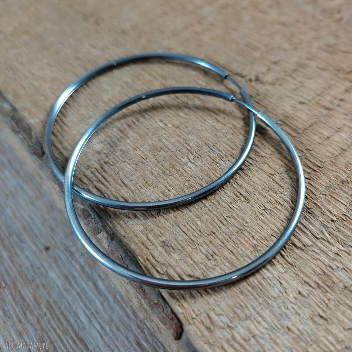 Duże kolczyki koła ze srebra 925 - oksydowane i wypolerowane 4,9 cm