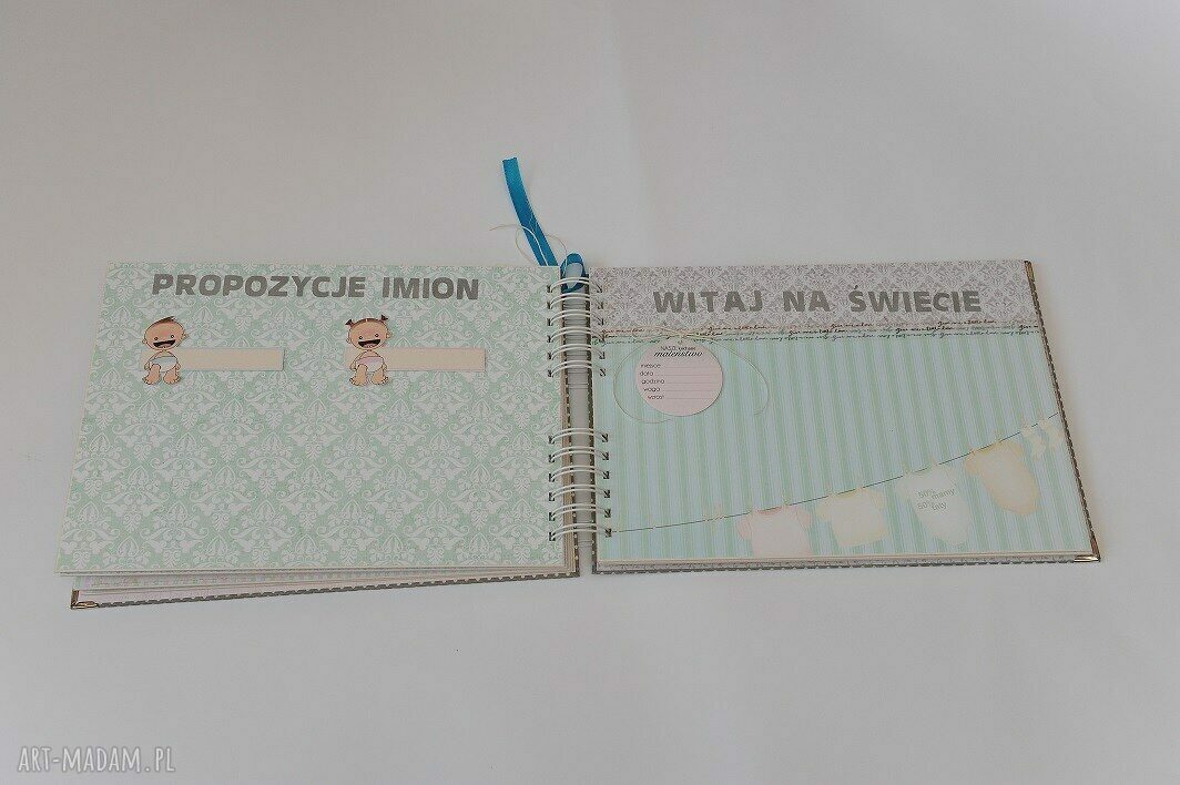 Duży album ciążowy A4 - ręcznie robiony scrapbooking z efektami 3D
