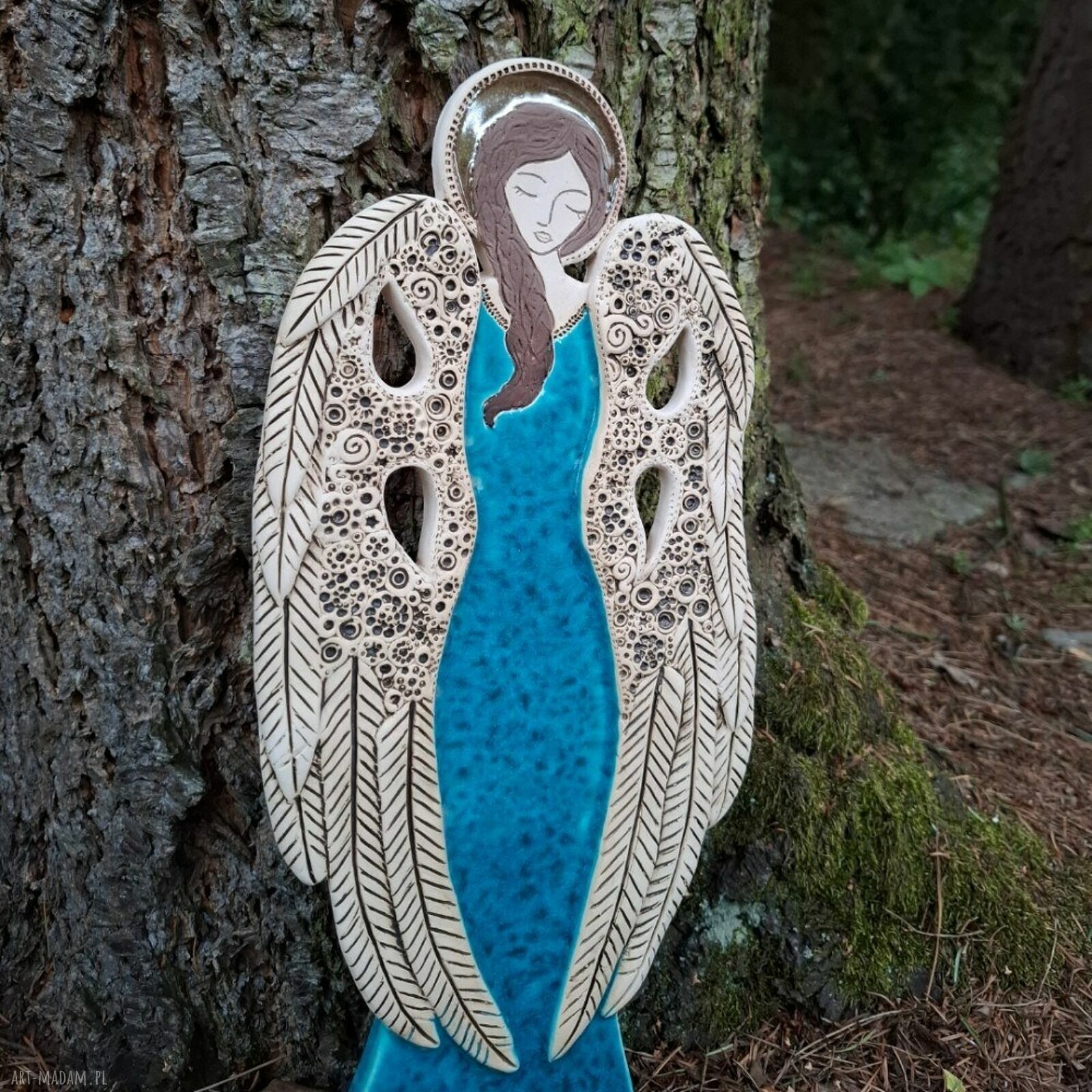 Duży anioł ceramiczny Ilovik - ręcznie wykonana dekoracja