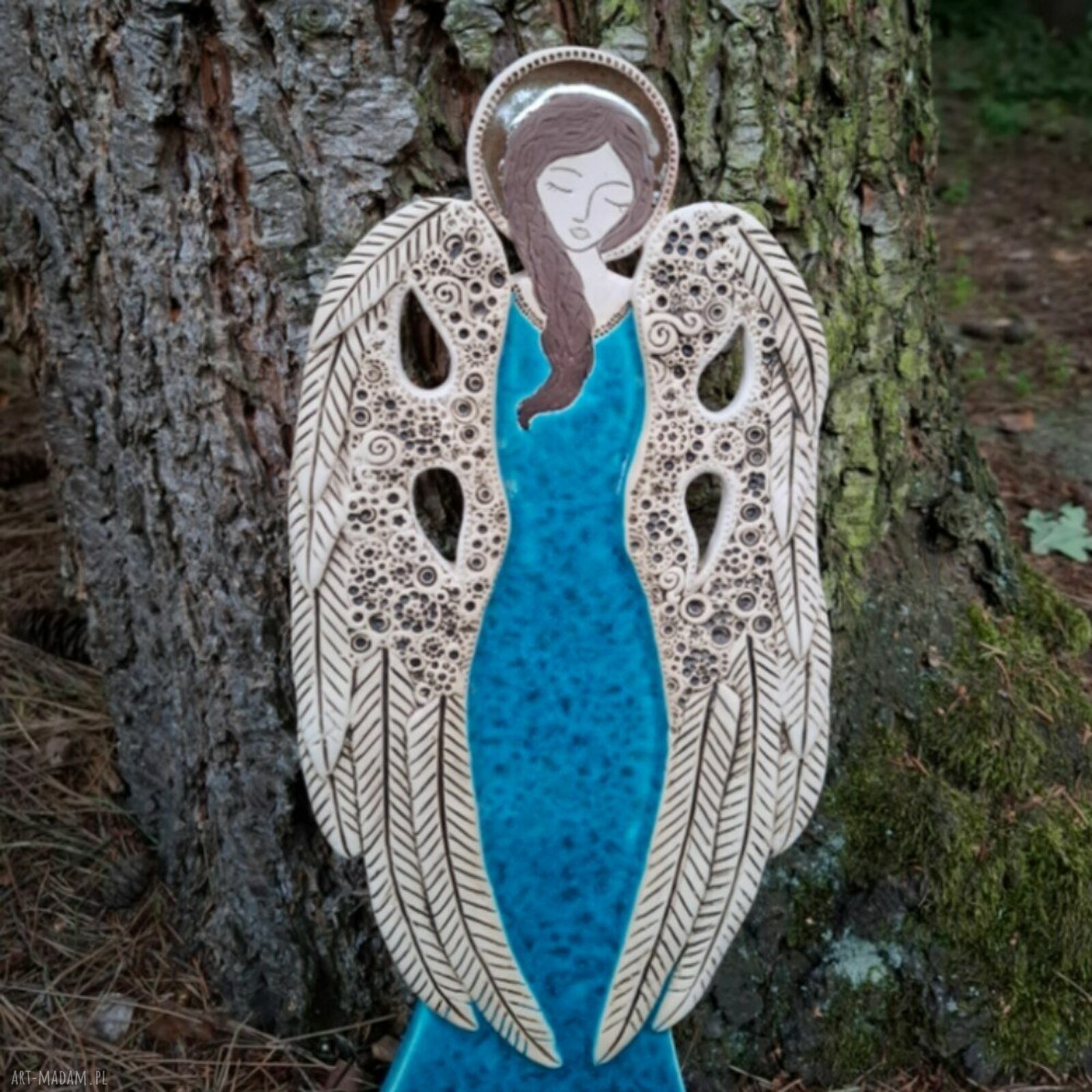 Duży anioł ceramiczny Ilovik - ręcznie wykonana dekoracja