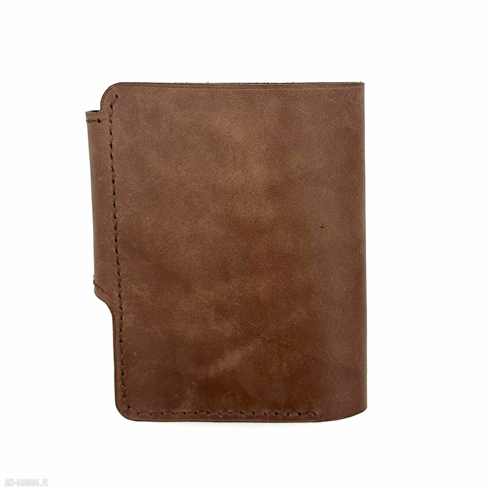 portfele: Duży brązowy portfel ręcznie uszyty ze skóry garbowanej roślinnie. HandMade