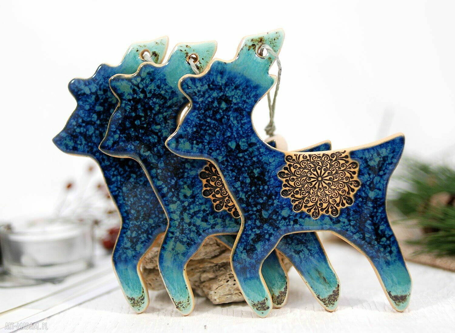 Duży ceramiczny renifer ozdoba świąteczna
