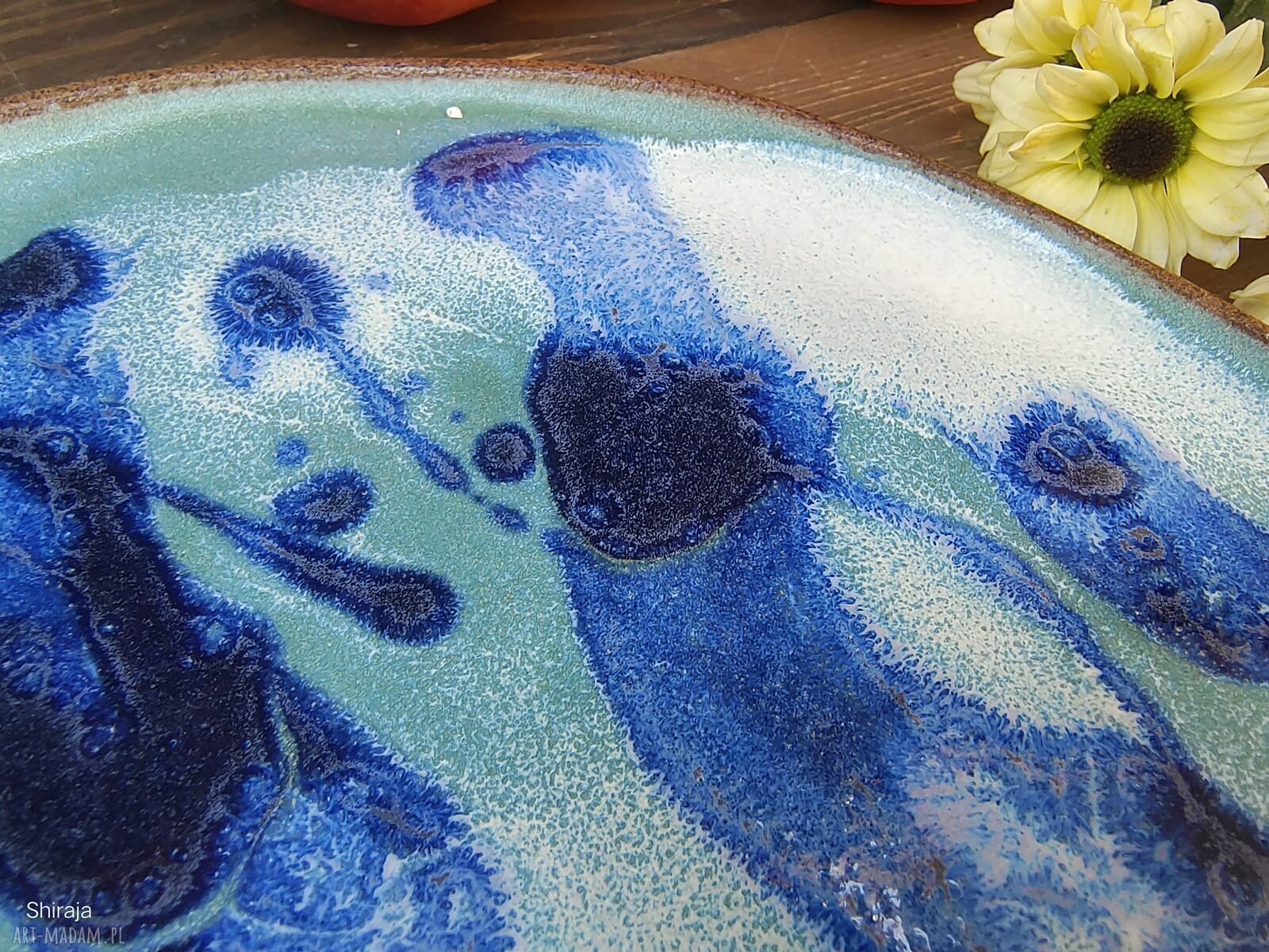 Duży ceramiczny talerz C866 Shiraja - 25 cm do serwowania i fotografii kulinarnej