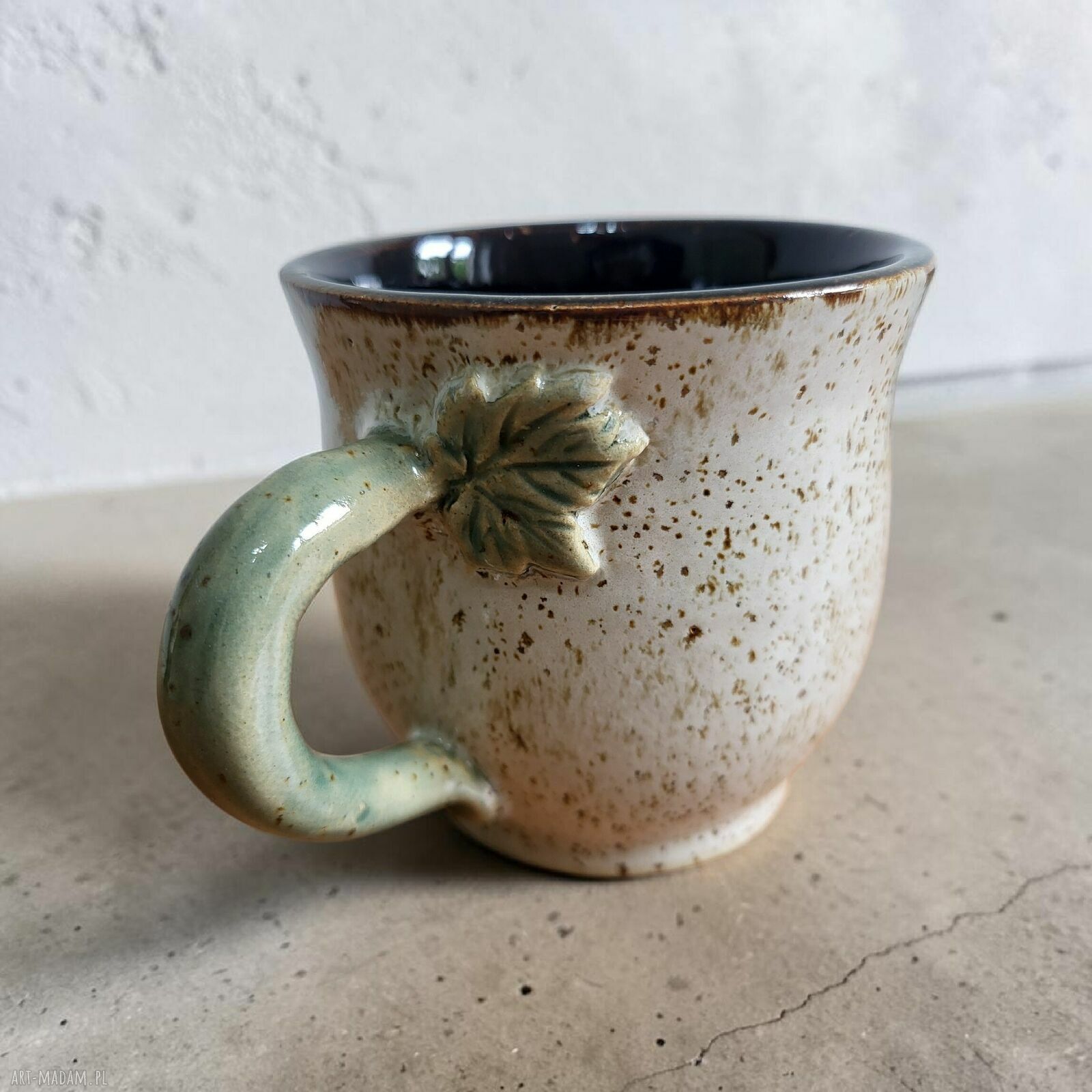 Duży ceramiczny kubek do herbaty - ręcznie dekorowany, ok. 350 ml