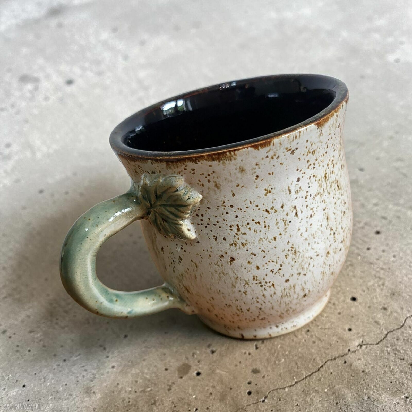 Duży ceramiczny kubek do herbaty - ręcznie dekorowany, ok. 350 ml