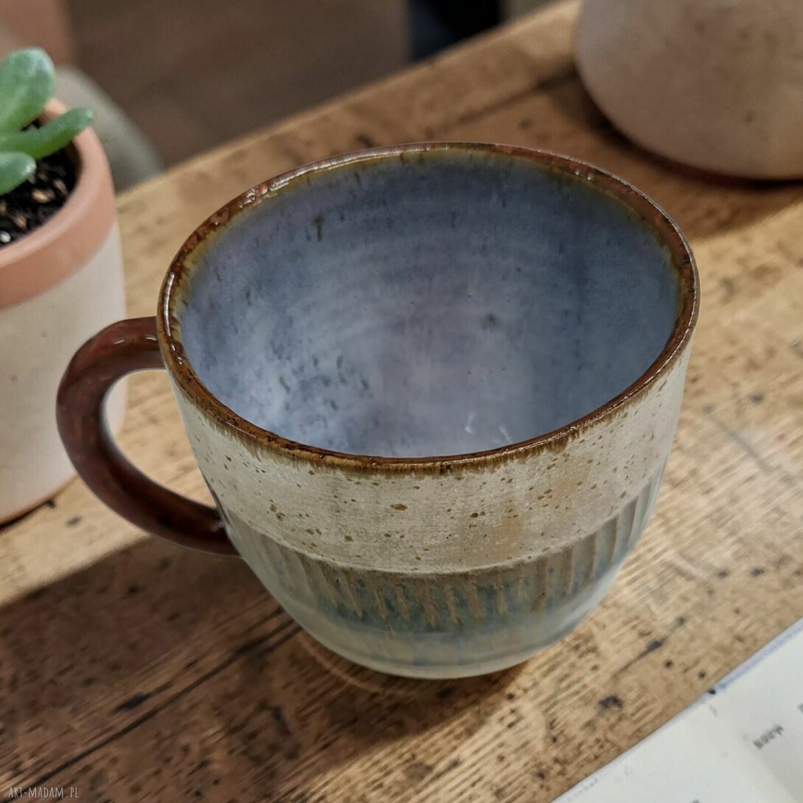 Duży ceramiczny kubek 450 ml na herbatę - ręcznie dekorowany