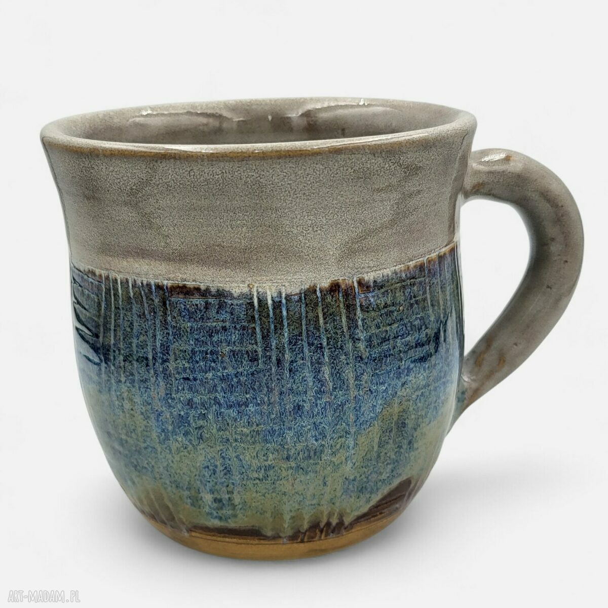 Duży ceramiczny kubek 450 ml na kawę i herbatę ręcznie dekorowany