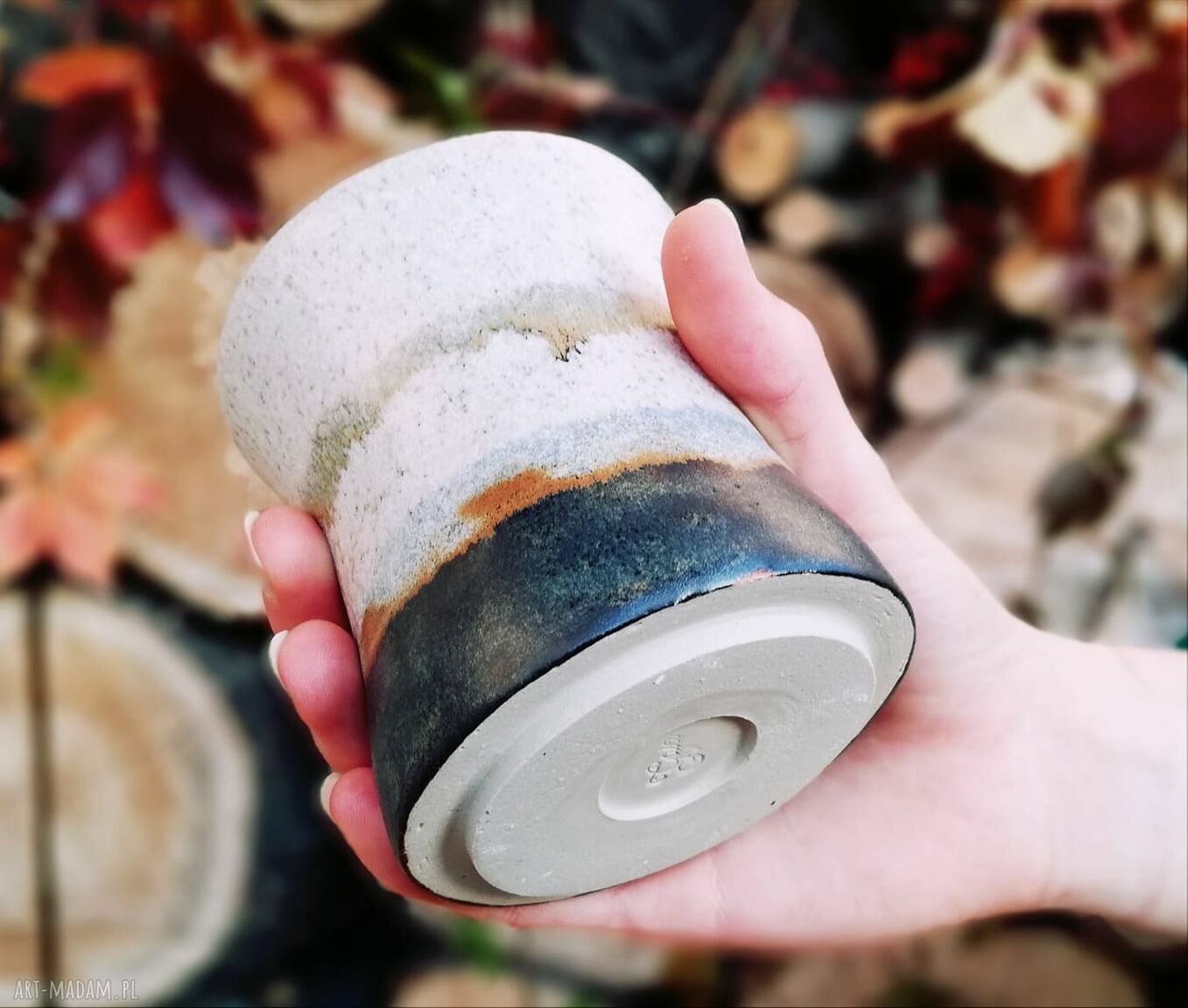 Duży ceramiczny kubek kamionkowy 300 ml - ręcznie robiona czarka GAIA