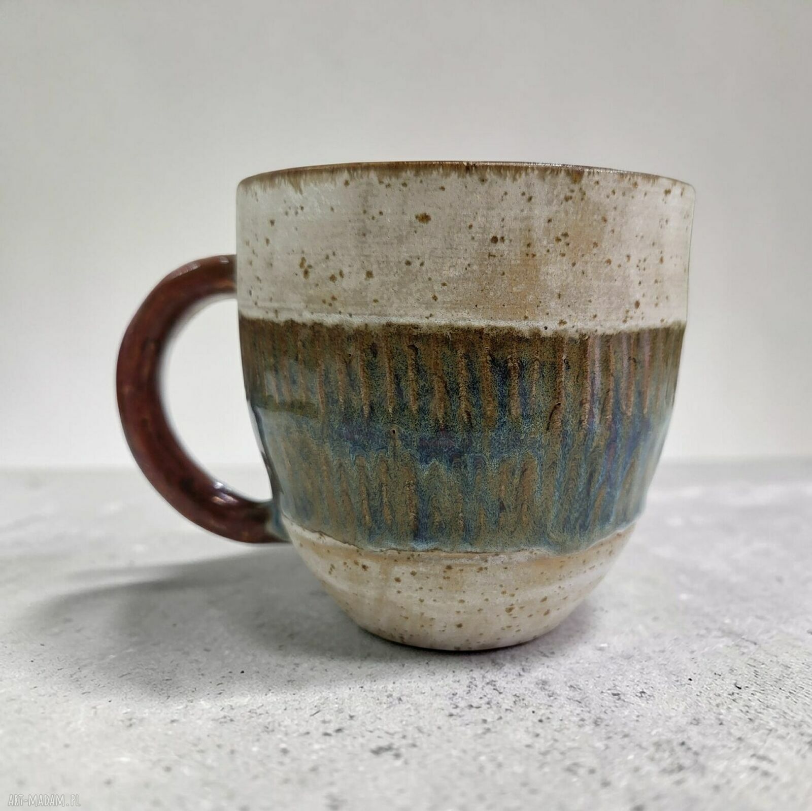Duży ceramiczny kubek 450 ml na herbatę - ręcznie dekorowany