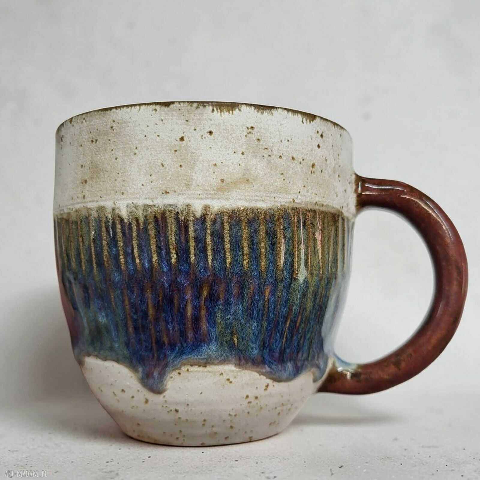 Duży ceramiczny kubek 450 ml na herbatę - ręcznie dekorowany