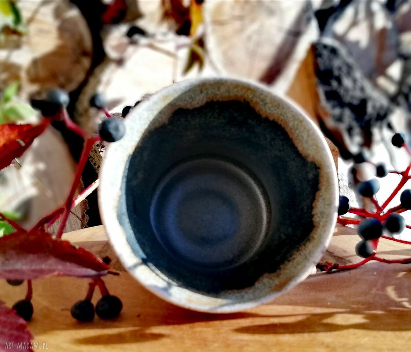 Duży ceramiczny kubek kamionkowy 300 ml - ręcznie robiona czarka GAIA