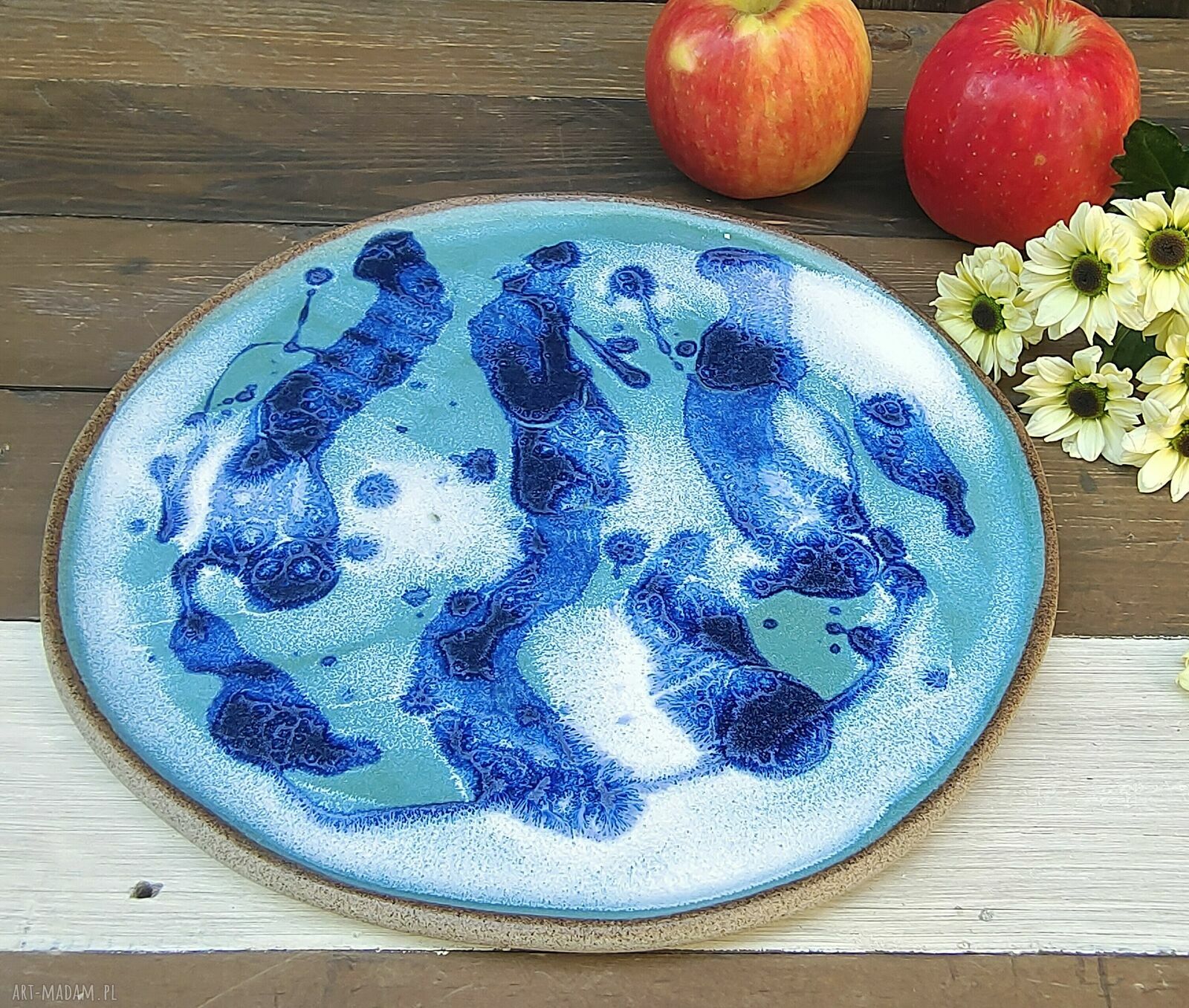 Duży ceramiczny talerz C866 Shiraja - 25 cm do serwowania i fotografii kulinarnej
