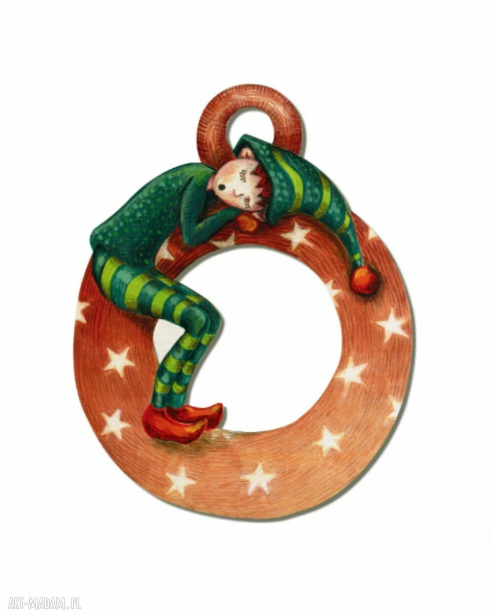 Duży Elf V - dekoracja ścienna z kolorowej sklejki 3 mm (20,7 x 16,2 cm)