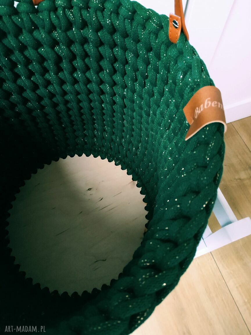 Duży kosz leśny 35 cm na poduszki i koce - ręcznie szydełkowany