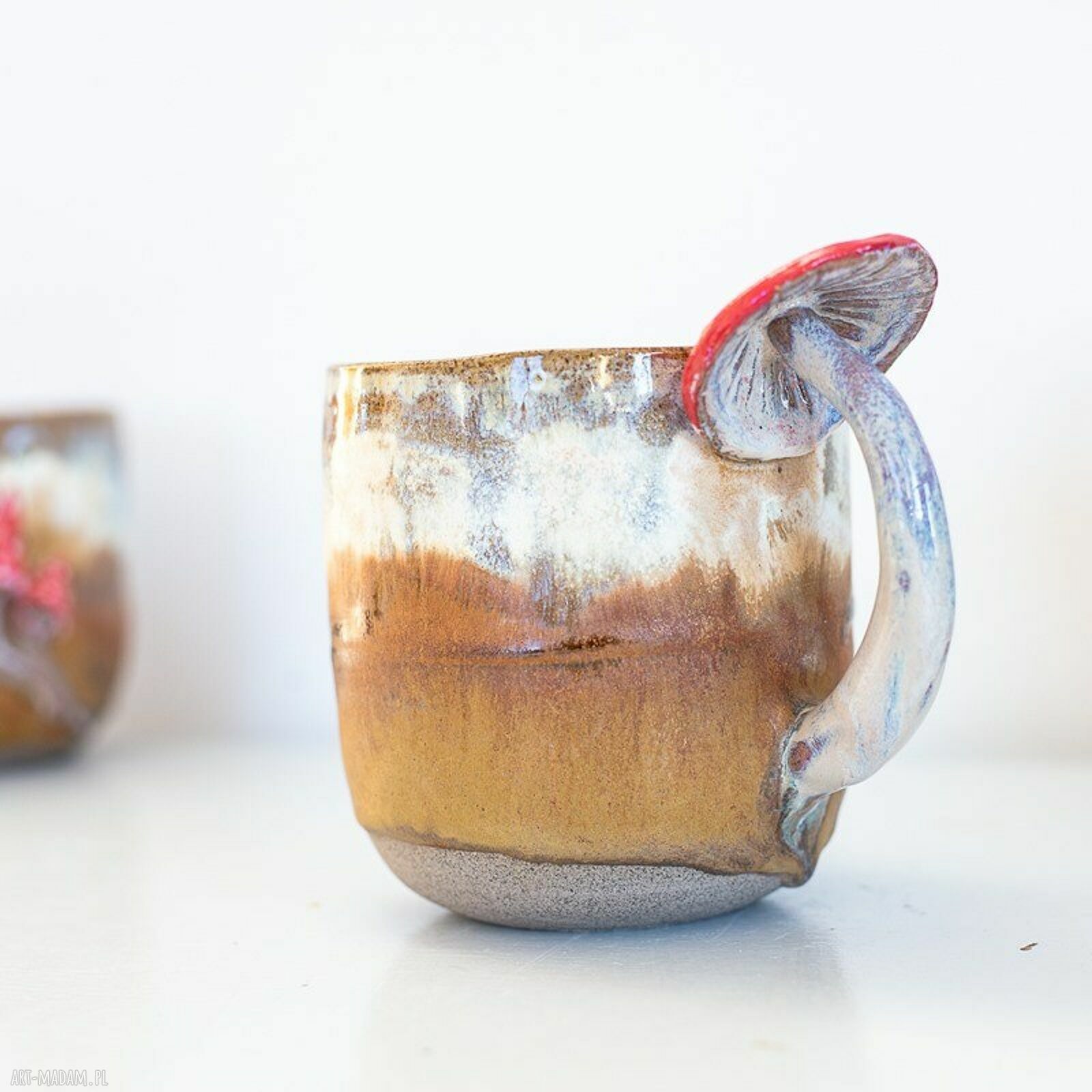 Duży kubek z muchomorem handmade - Nakrapiana jesień (ok. 500 ml)