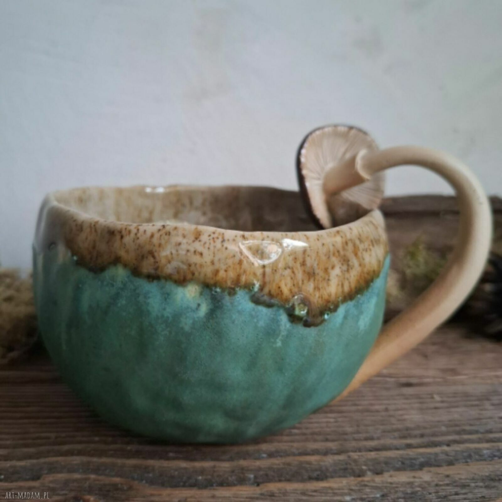 Duży kubek ceramiczny „Grzyb” - prezent dla grzybiarza 450 ml