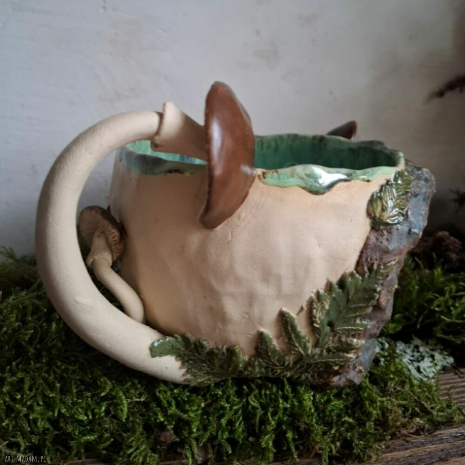 Duży kubek ceramiczny z motywem lasu i drzwi - Leśny