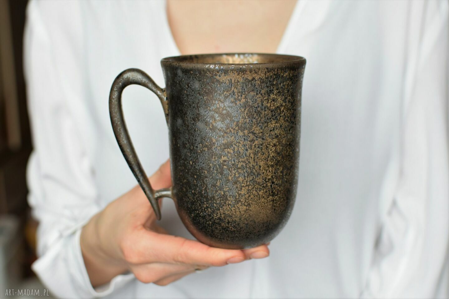 Duży Kubek Ceramiczny 550ml Złoto & Srebro
