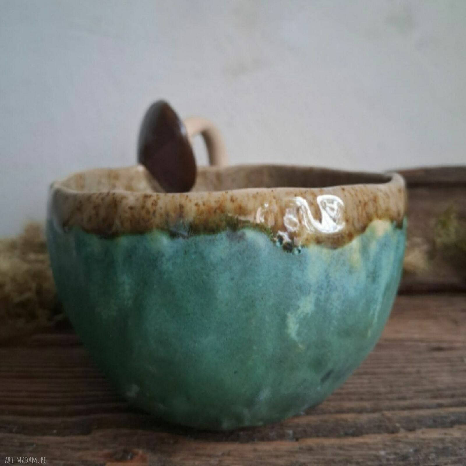 Duży kubek ceramiczny „Grzyb” - prezent dla grzybiarza (450 ml)