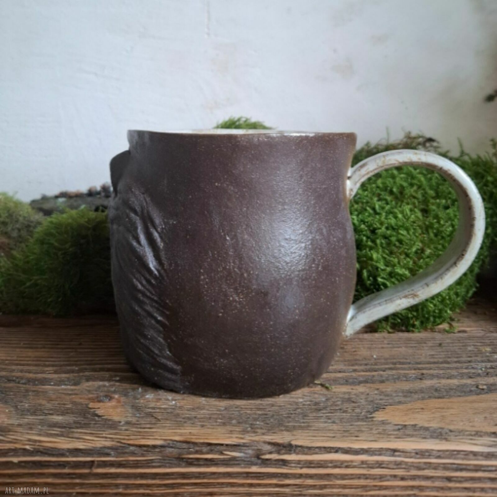 Duży kubek ceramiczny z koniem - ręcznie robiony, 500 ml