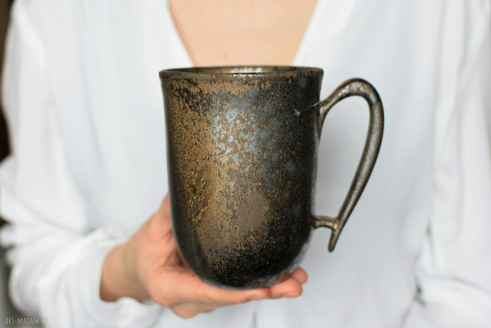 Duży Kubek Ceramiczny 550ml Złoto & Srebro