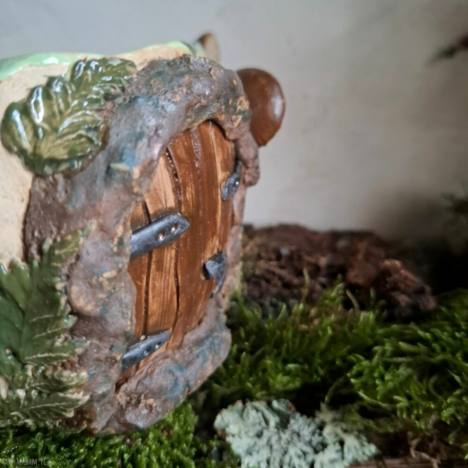 Duży kubek ceramiczny z motywem lasu i drzwi - Leśny
