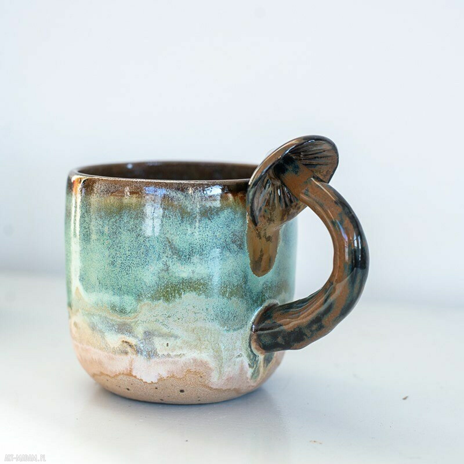 Duży kubek z grzybkami ceramiczny - ok. 500 ml, rękodzieło Azul Horse
