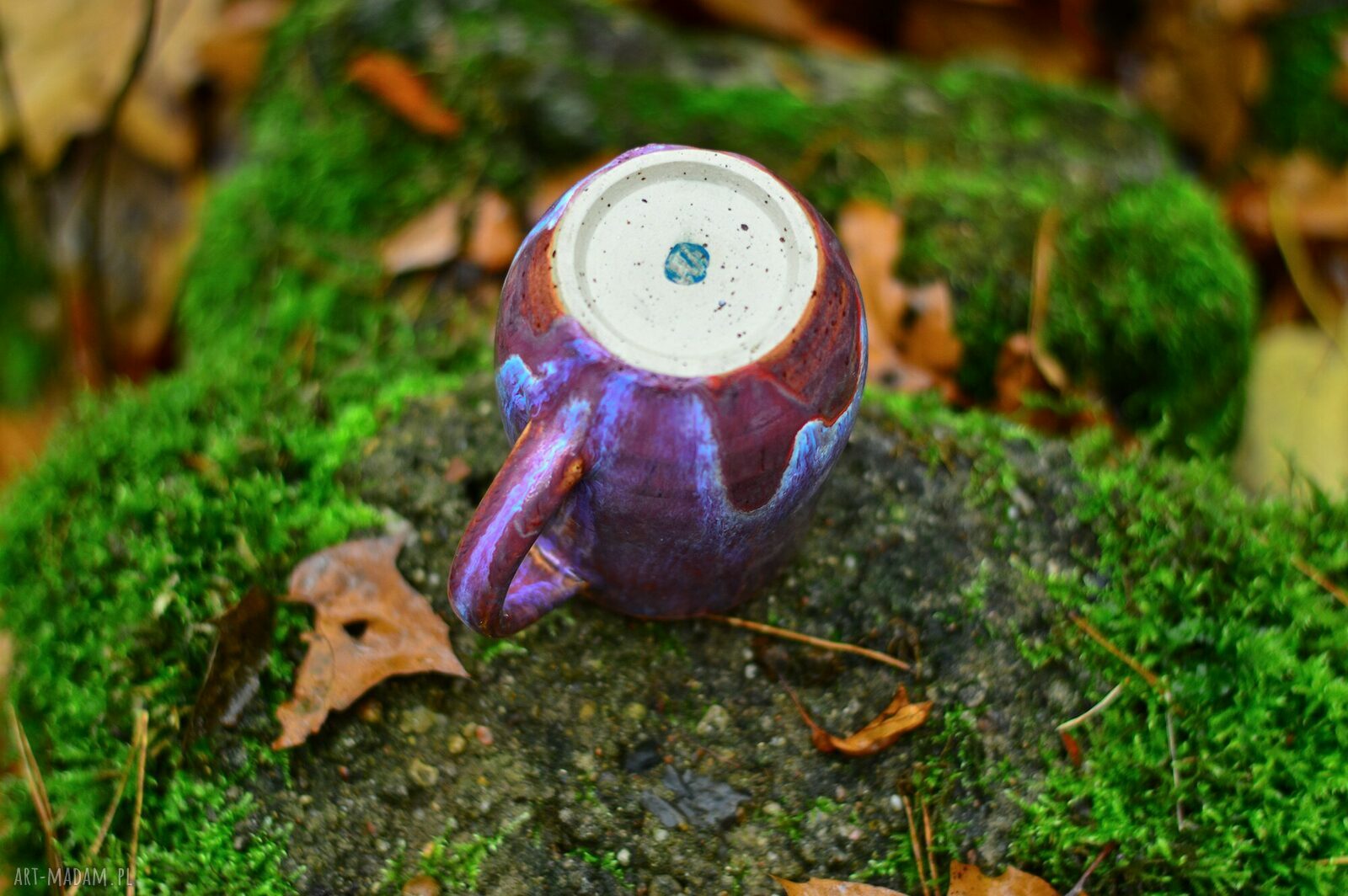Duży kubek kamionkowy różowo-brązowy 420 ml