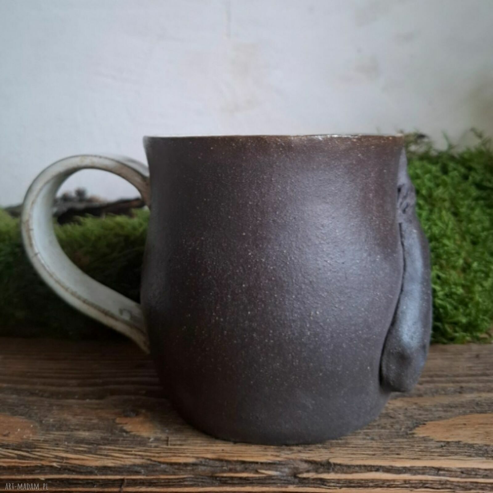 Duży kubek ceramiczny z koniem - ręcznie robiony, 500 ml