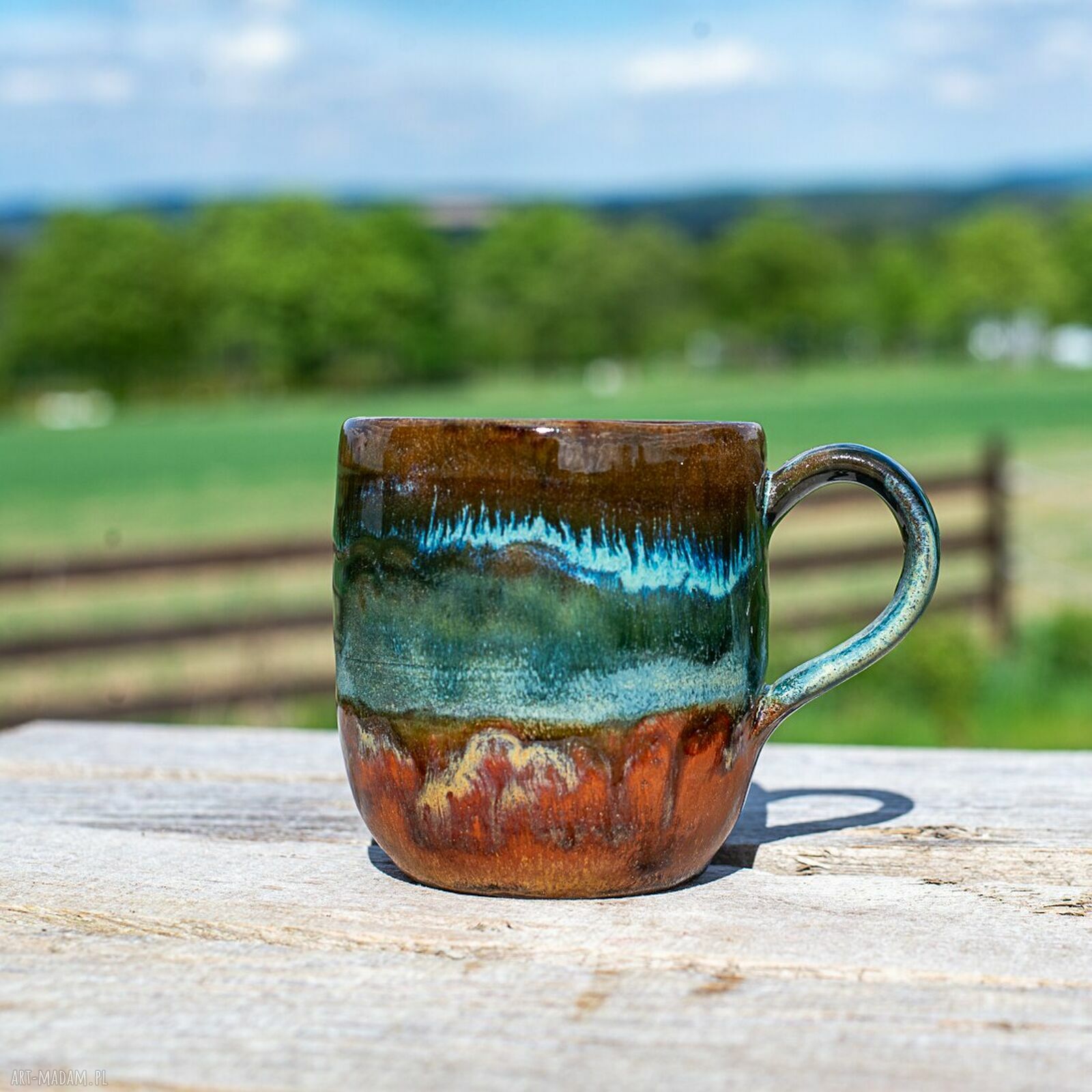 Duży kubek ceramiczny Torfowiska Izery - rękodzieło, ok. 400 ml