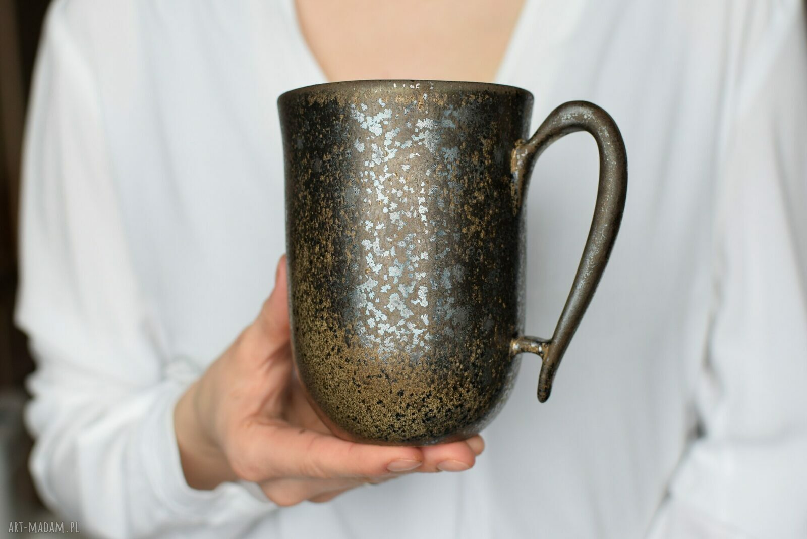 Duży Kubek Ceramiczny 550ml Złoto & Srebro