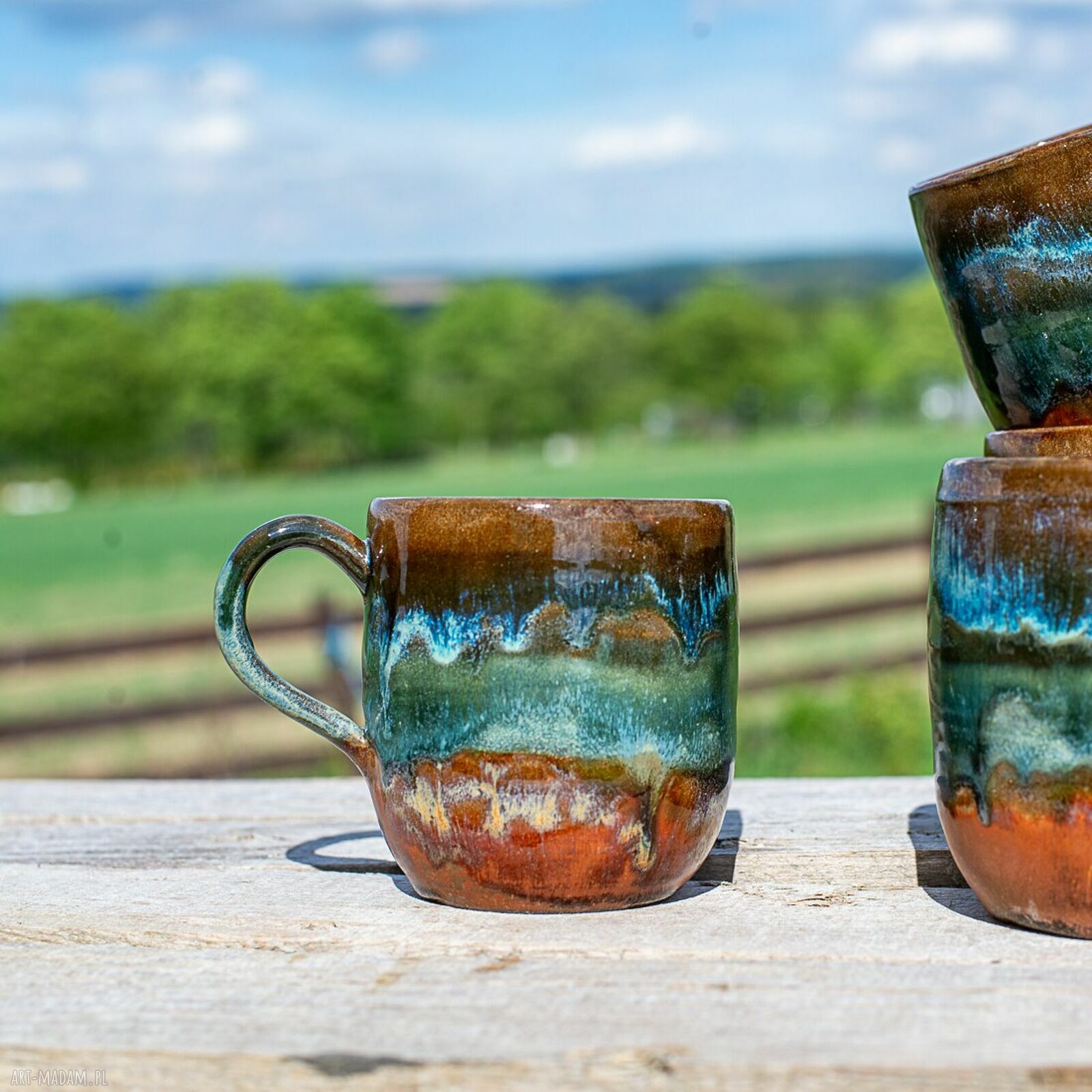 Duży kubek ceramiczny Torfowiska Izery - rękodzieło, ok. 400 ml