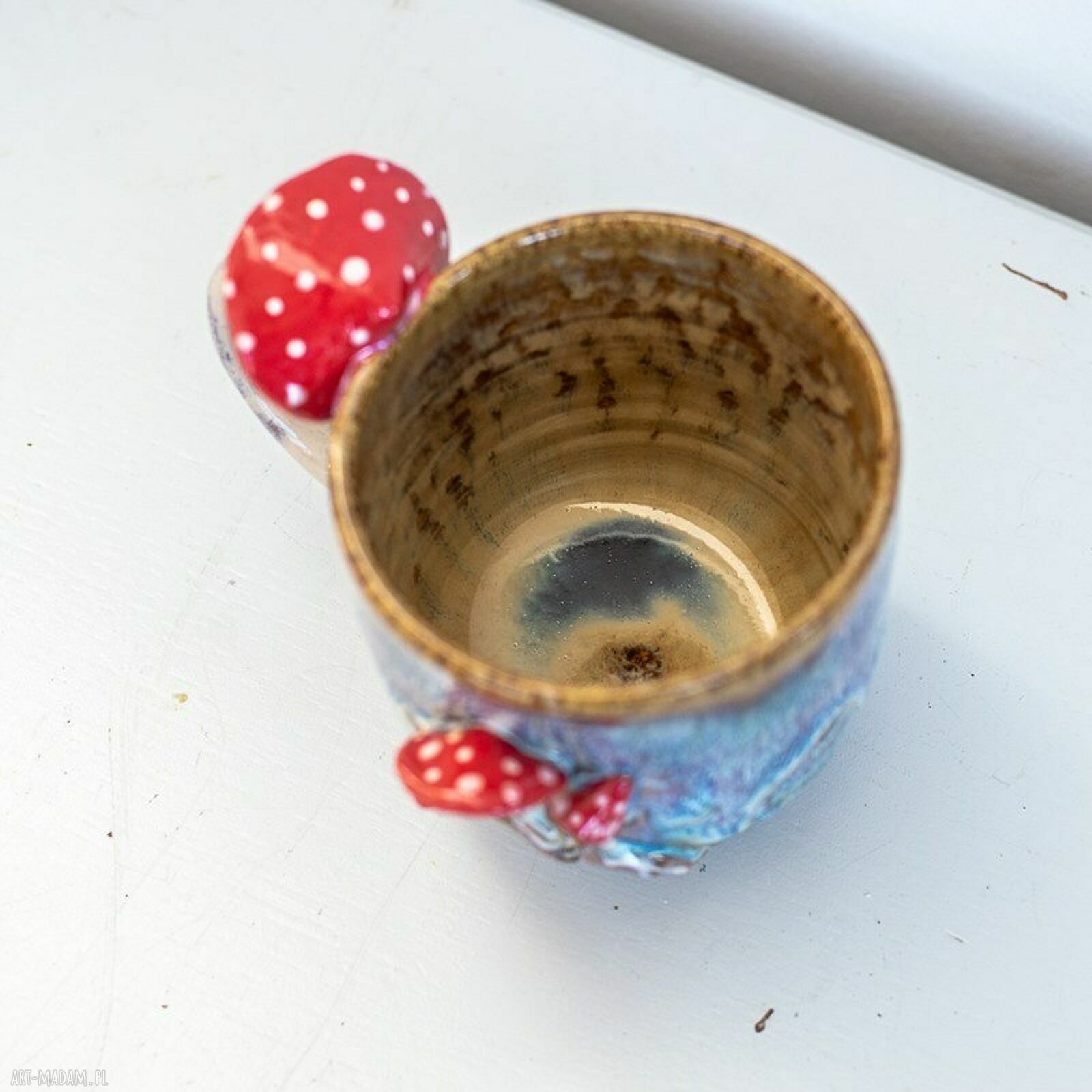 Duży kubek z muchomorem handmade Bubble gum beton - ok. 600 ml