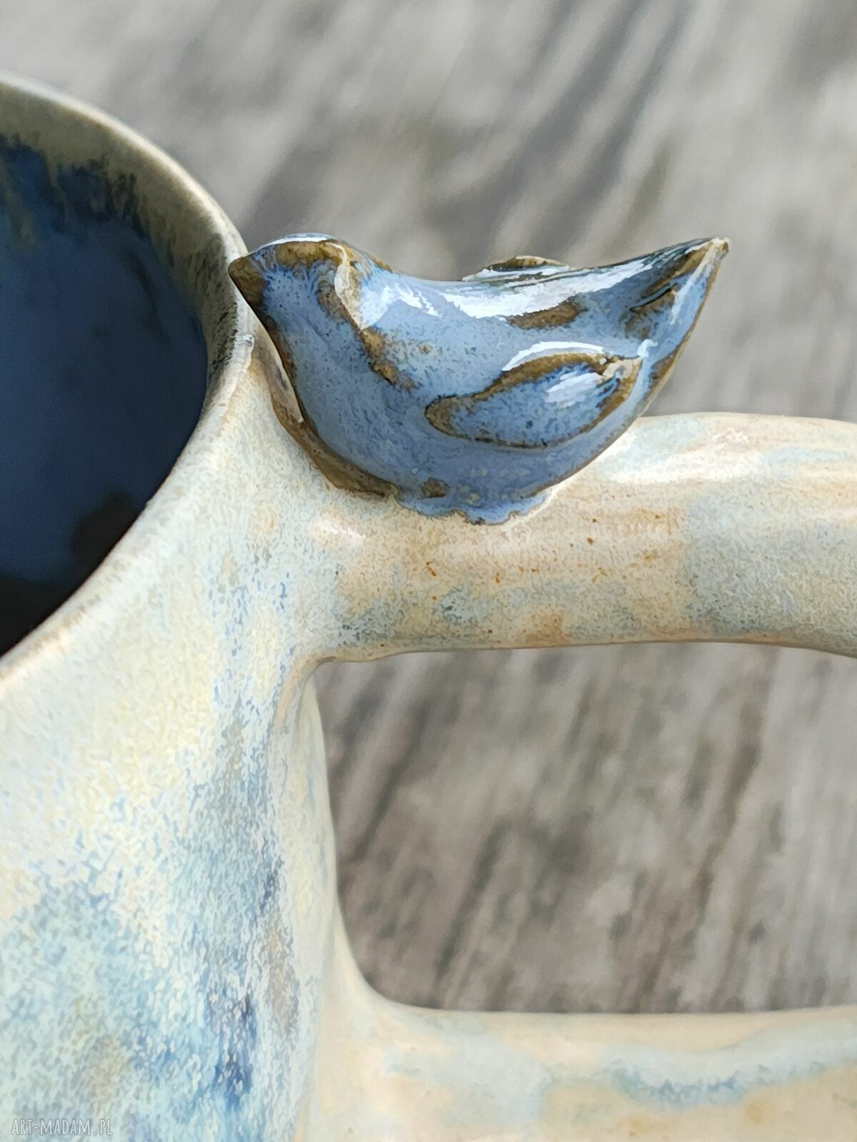 Duży kubek ceramiczny na herbatę 400 ml z ptaszkiem
