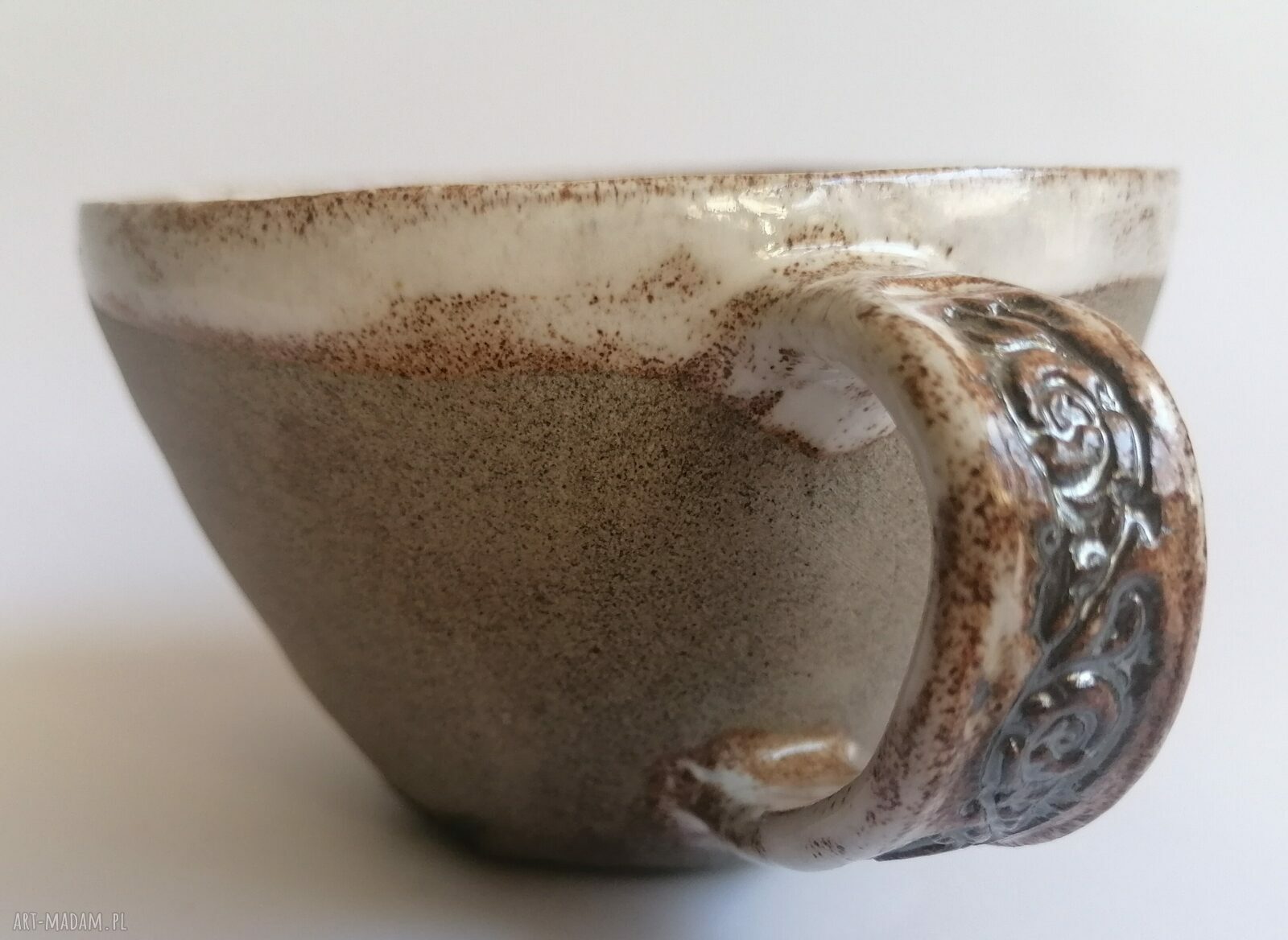 Duży kubek "Rowerowe LOVE" 2 - ceramika handmade z gliny szamotowej