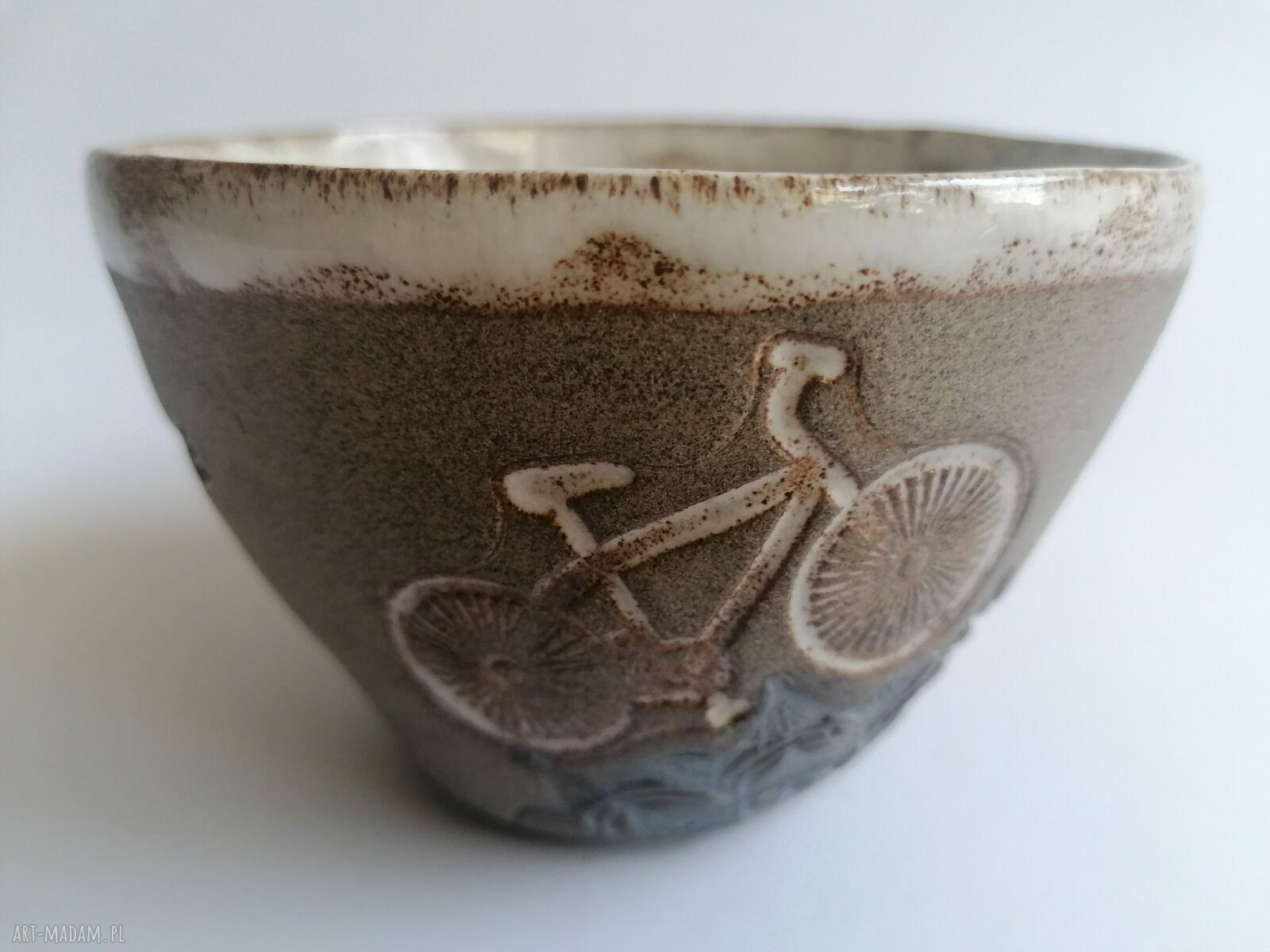 Duży kubek "Rowerowe LOVE" 2 - ceramika handmade z gliny szamotowej