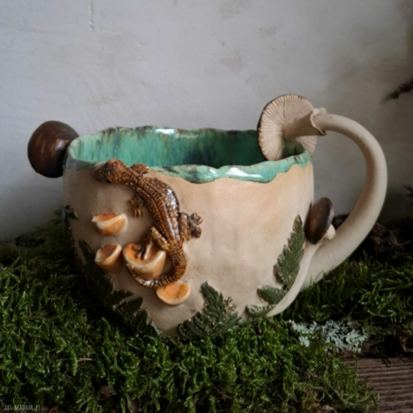Duży kubek ceramiczny z motywem lasu i drzwi - Leśny