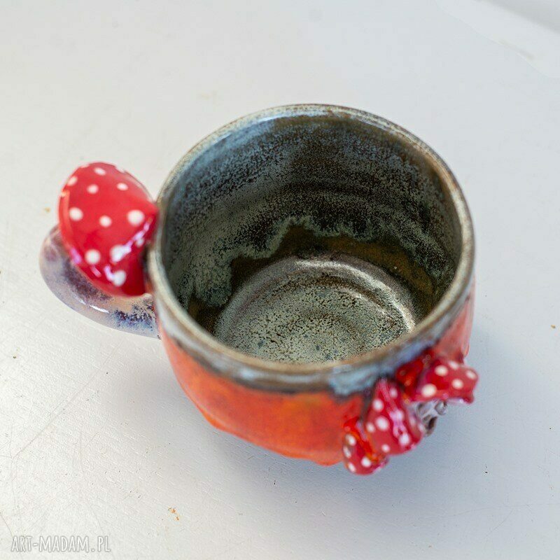 Duży kubek z grzybkami handmade - Lava beton, ok. 500 ml