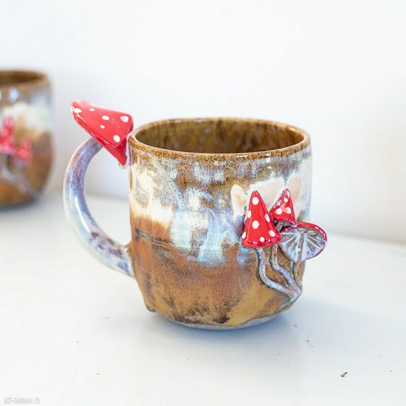 Duży kubek z muchomorem handmade - Nakrapiana jesień (ok. 500 ml)