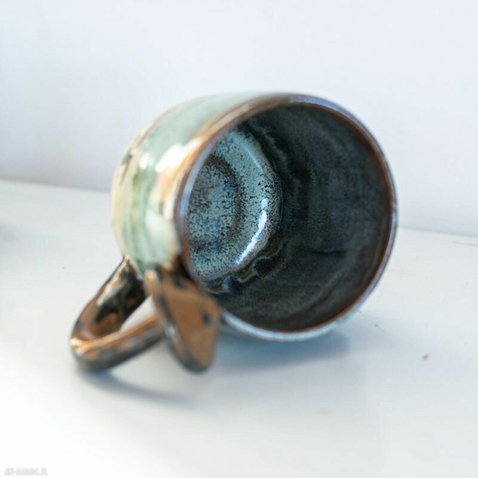 Duży kubek z grzybkami ceramiczny - ok. 500 ml, rękodzieło Azul Horse