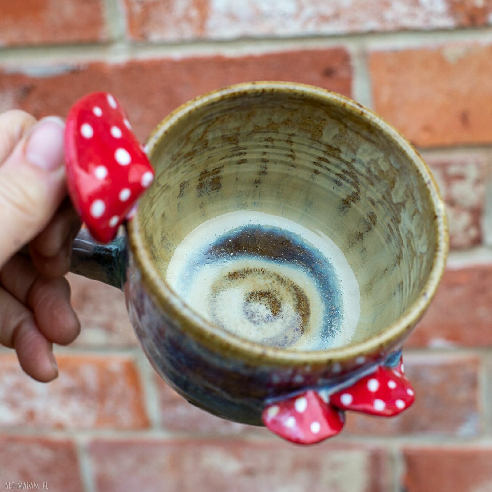 Duży kubek z muchomorem handmade Bubble gum beton - ok. 420 ml