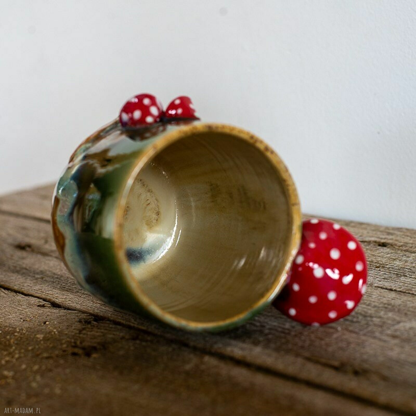 Duży kubek z muchomorem - ceramika handmade, ok. 550 ml