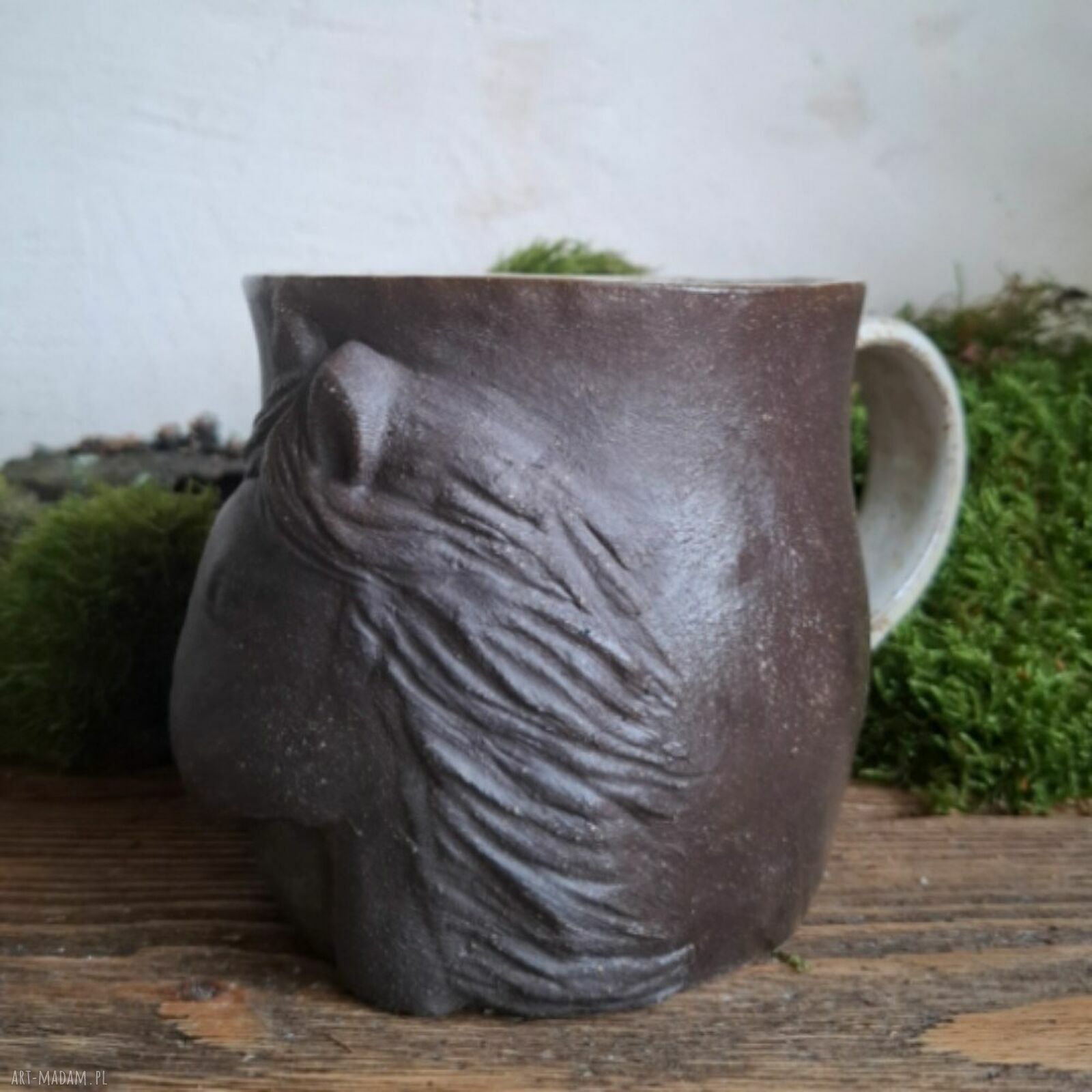 Duży kubek ceramiczny z koniem - ręcznie robiony, 500 ml