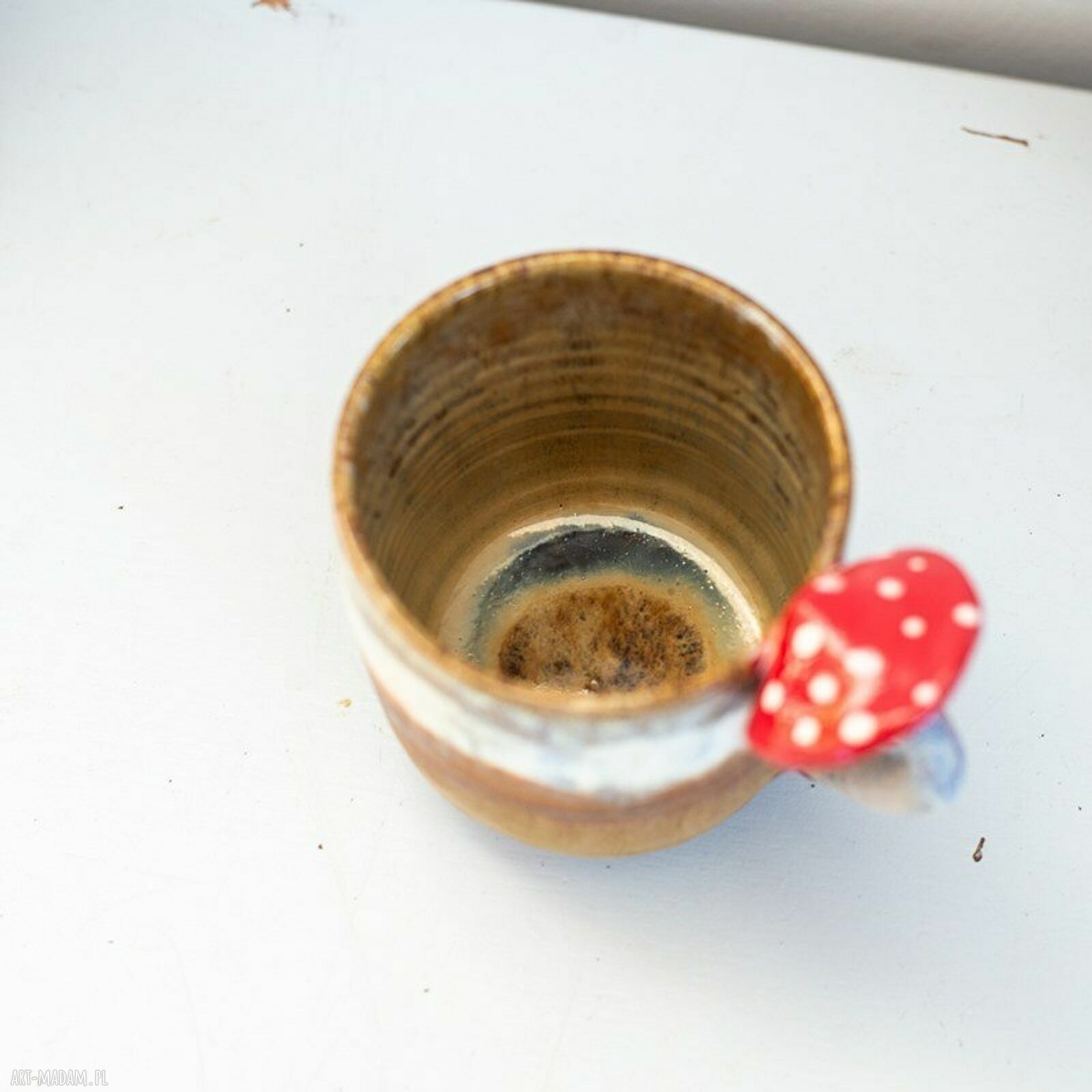 Duży kubek z muchomorem handmade - Nakrapiana jesień (ok. 500 ml)