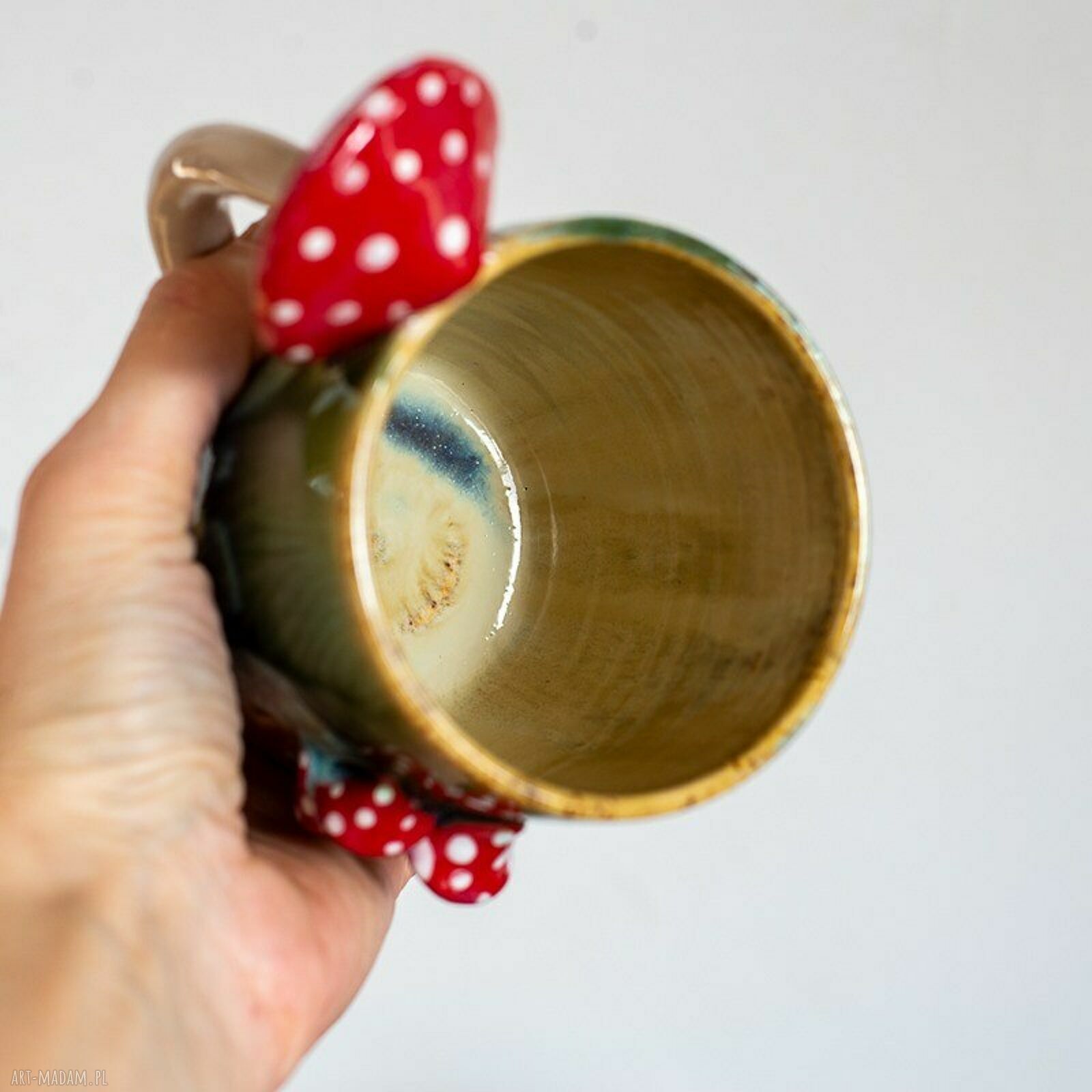 Duży kubek z muchomorem - ceramika handmade, ok. 550 ml