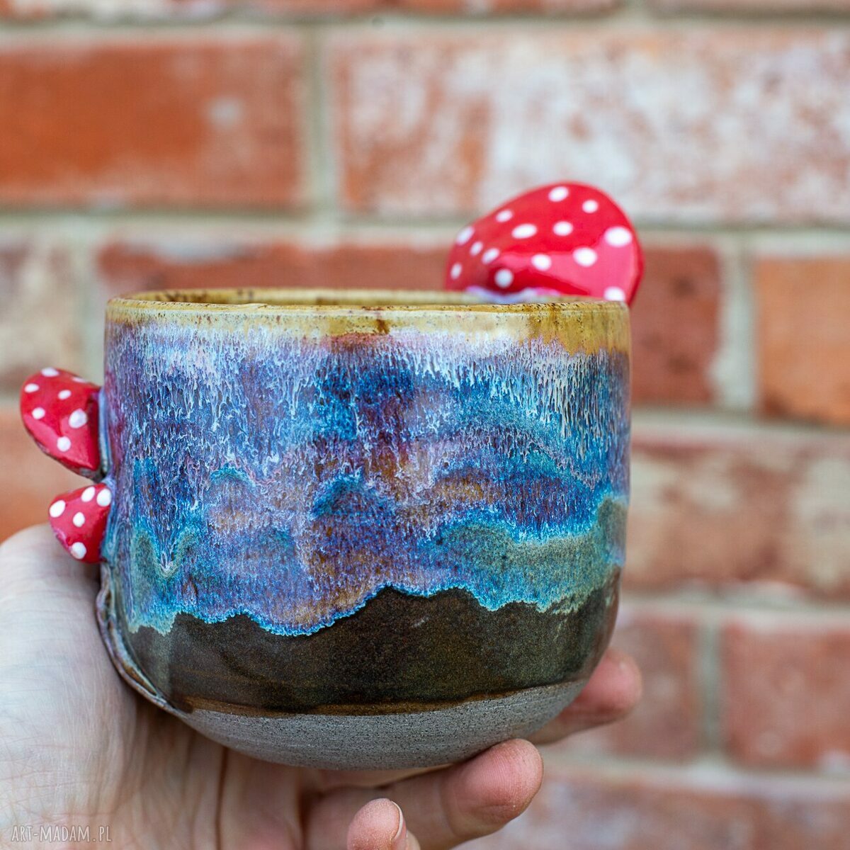 Duży kubek z muchomorem handmade Bubble gum beton - ok. 420 ml