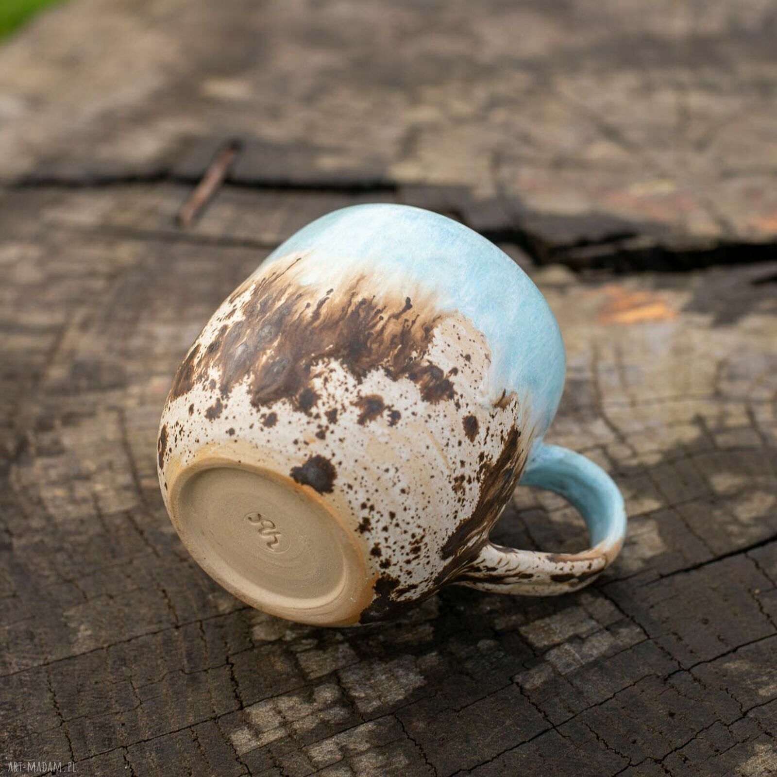 Duży kubek kamionkowy z wielorybem - morski klimat Malediwów, ok. 390 ml