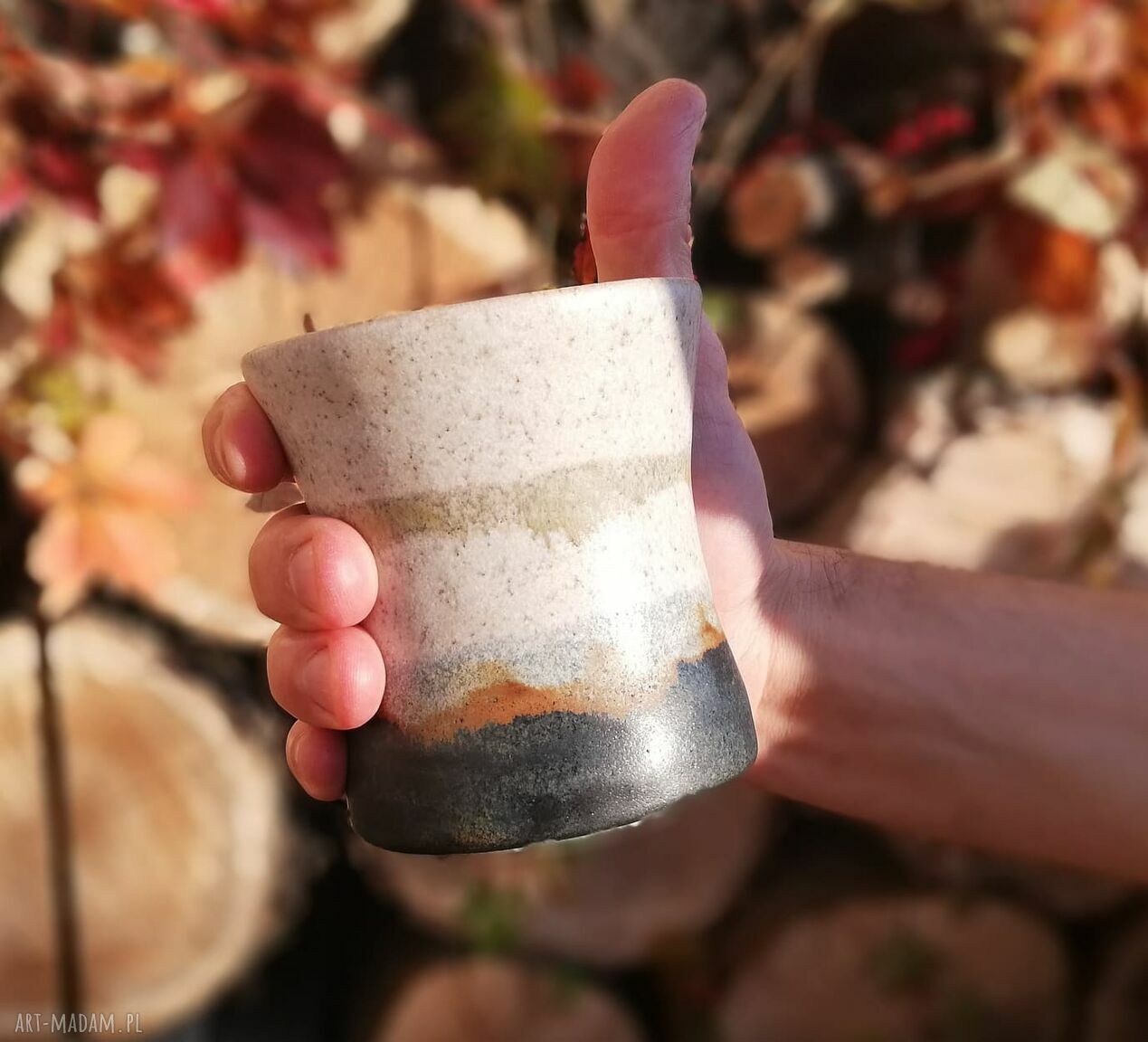 Duży ceramiczny kubek kamionkowy 300 ml - ręcznie robiona czarka GAIA