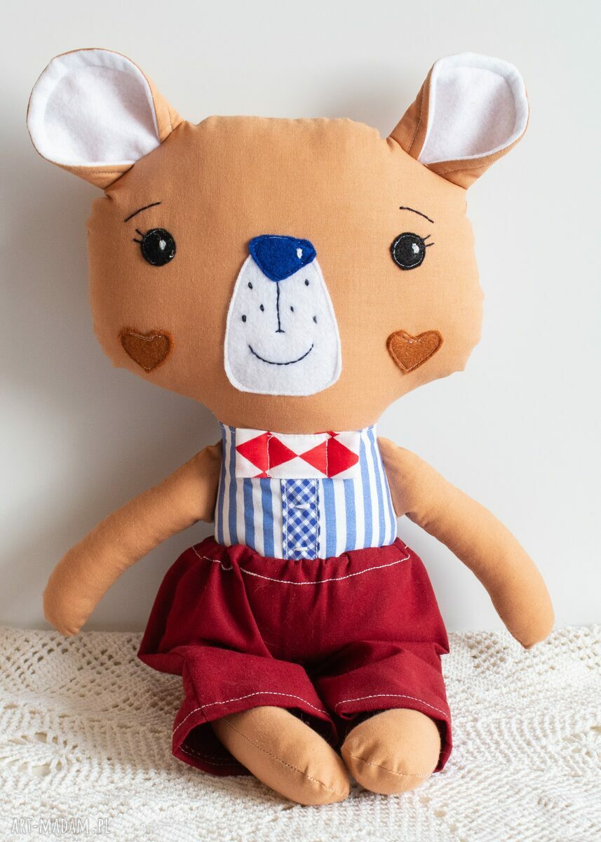 Duży miś Leoś 44 cm - Słodziak, bezpieczna przytulanka handmade