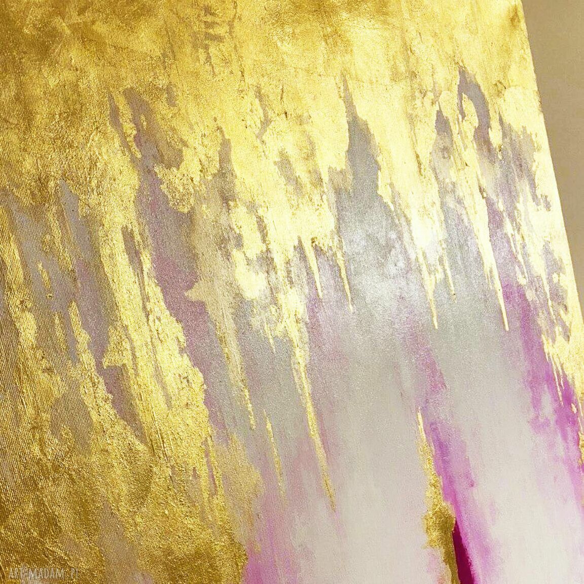 Duży nowoczesny obraz abstrakcyjny ze złotem Golden Waterfall 130x190 cm